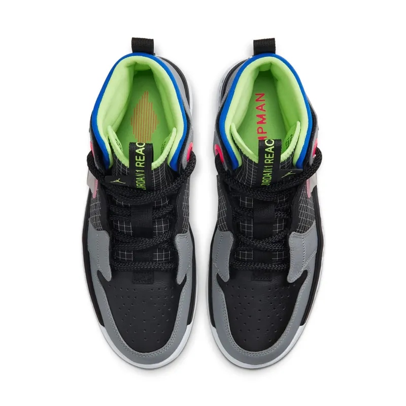 Jordan 1 High React Black Particle Grey Black/Particle Grey-Racer Blue-Ghost Green (AR5321-002)