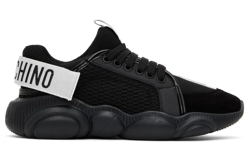 Moschino Black Strap Teddy Sneakers (MA15113G0F MR1)