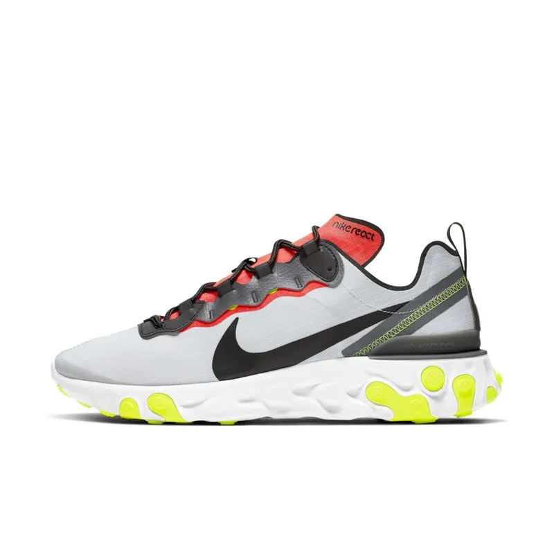 Nike React Element 55 Pure Platinum Bright Crimson Volt Pure Platinum/Black-Dark Grey-Bright Crimson-Volt-White (BV1507-003)