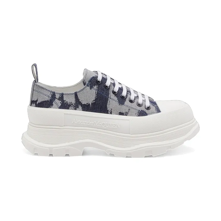Alexander McQueen Tread Slick Low Lace-Up Graffiti Print Indigo White (794526 W4Y91 4796)