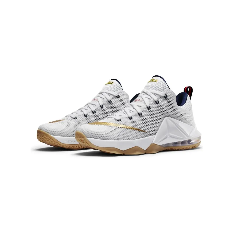 Nike LeBron 12 Low USA White/Midnight Navy/University Red-Metallic Gold (724557-174)