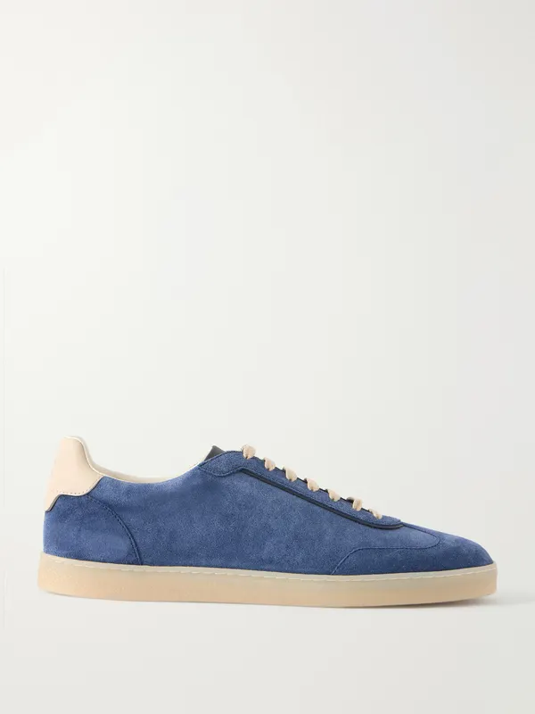 Brunello Cucinelli Coda di Rondine Suede Sneakers Navy (MZUMGLJ336)