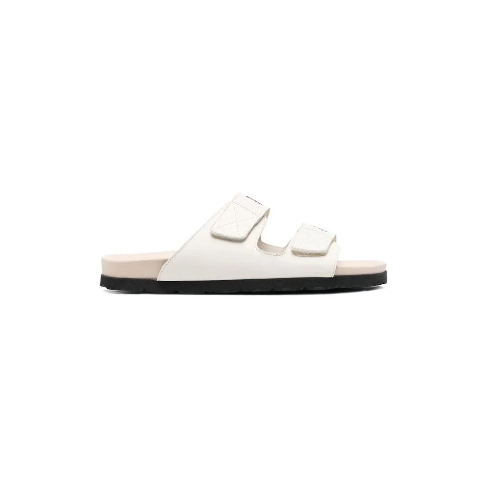 Palm Angels Logo Print Sandals Off White Leather (PMIH004S23LEA0010361)