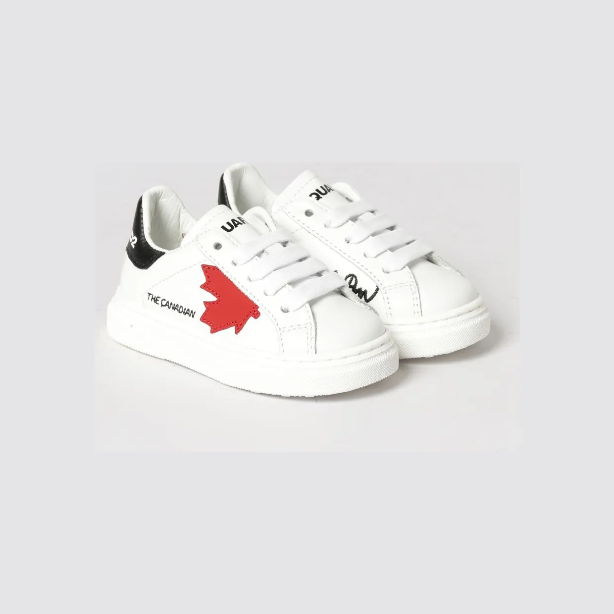 Dsquared2 Boy’s Low-Top Calfskin Sneakers with Printed Logo White (8266501)