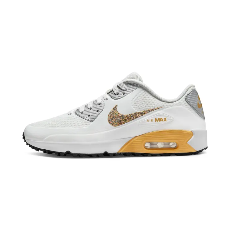 Nike Air Max 90 Golf PGA Championship “Summit White / White / Metallic Silver / Sanded Gold” (DM9008-179)