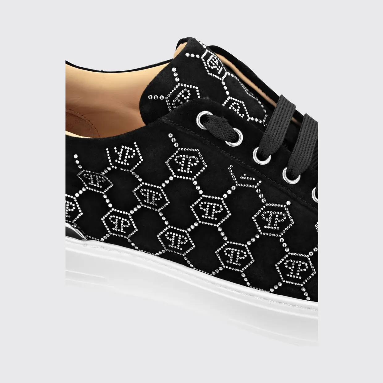 Philipp plein Suede Sneakers with Rhinestone Hexagon Black (AADSMSC4000PLE075N02) (3)