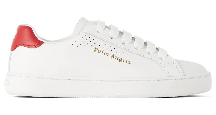 Palm Angels Kids White & Red New Tennis Sneakers (PBIA005F21LEA0010125)