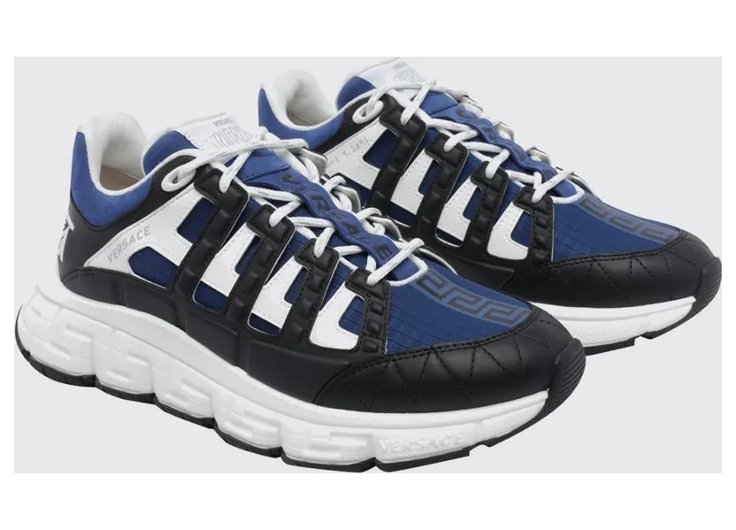 Versace Trigreca Leather and Nylon Sneakers Blue (DSU80941A166666BJ70)