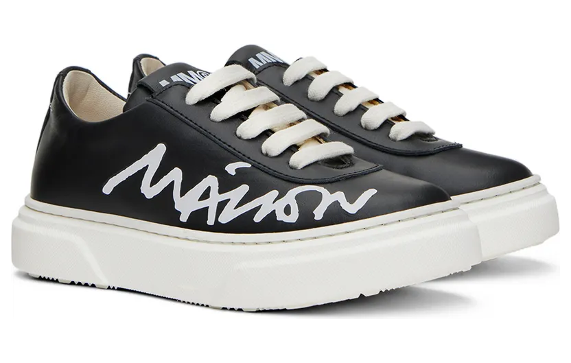 MM6 Maison Margiela Kids Black Cursive Logo Sneakers (70336) (4)