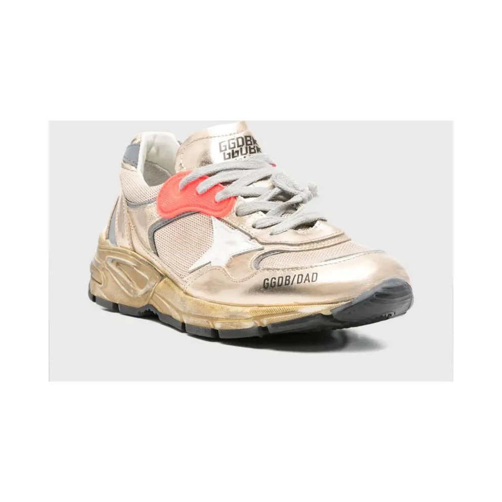 Golden goose Dad-Star Sneakers in Mesh and Used Laminated Leather Silver (GWF00884F00121165120)