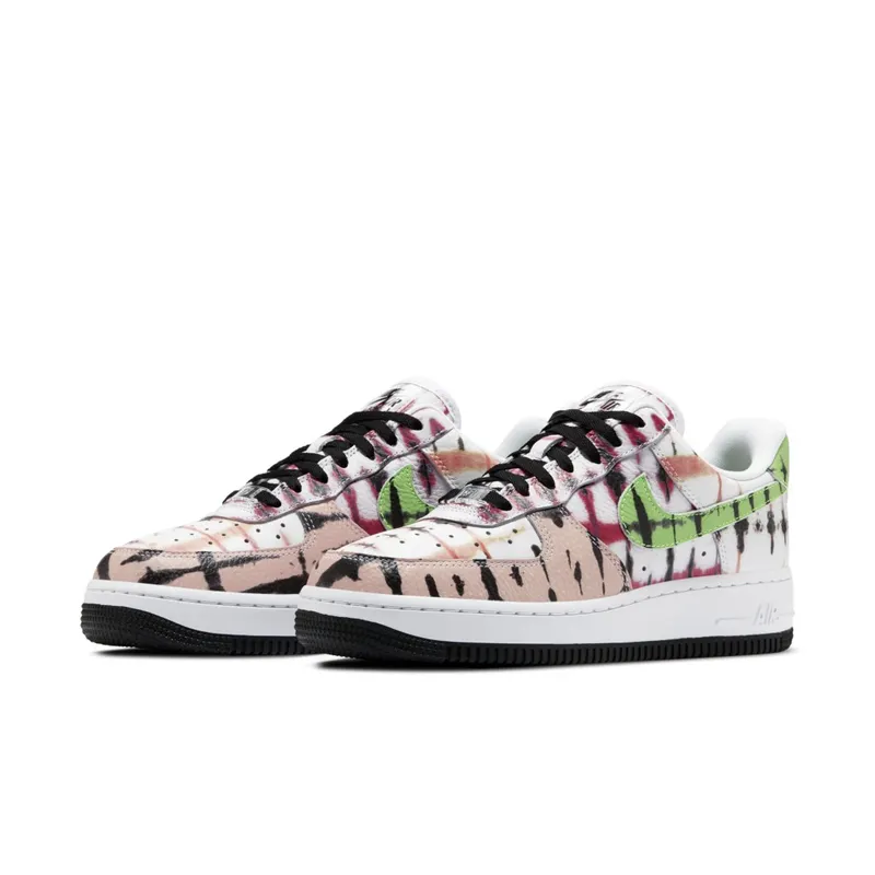 Nike Air Force 1 Low Black Tie Dye (W) White/Green Strike-Washed Coral-Black (CW1267-101)