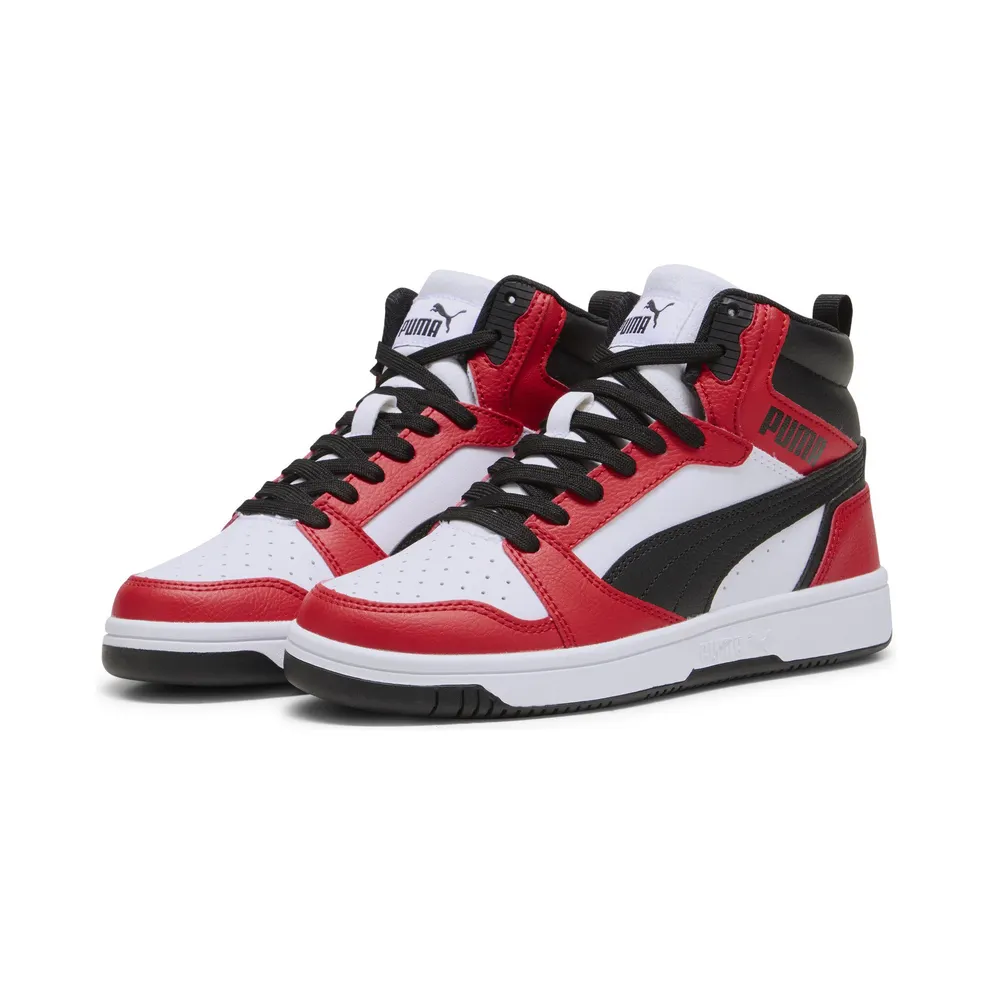 Puma Rebound V6 Mid “Puma White / Puma Black / For All Time Red” (393831_03)