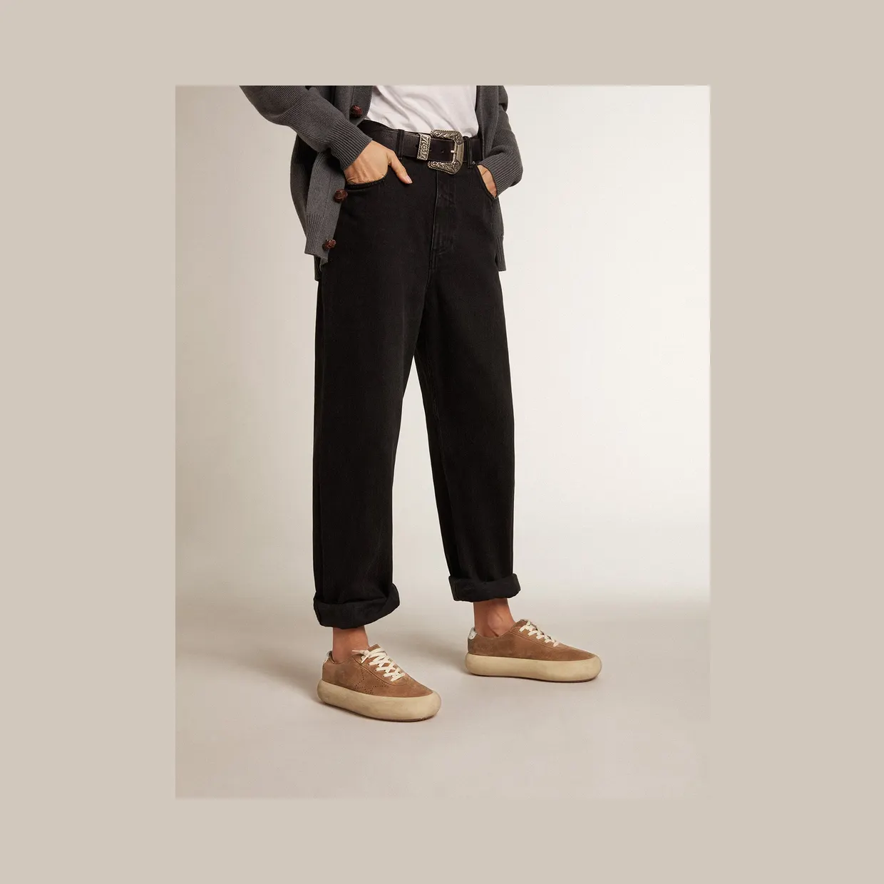 Golden Goose Space-Star In Tobacco-Colored Suede With Perforated Star (GWF00376.F003327.15331) (3)