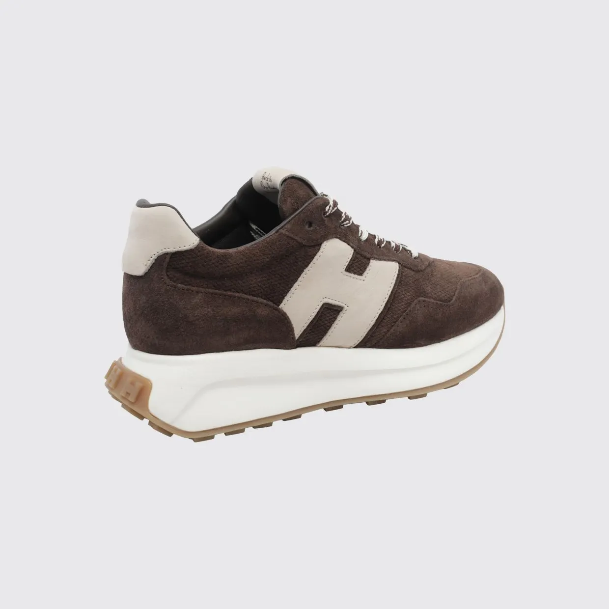 Hogan H641 Sneakers in Calfskin and Suede with Notched Chunky Sole Brown (HXW6410EH41VFX0R1L) (2)