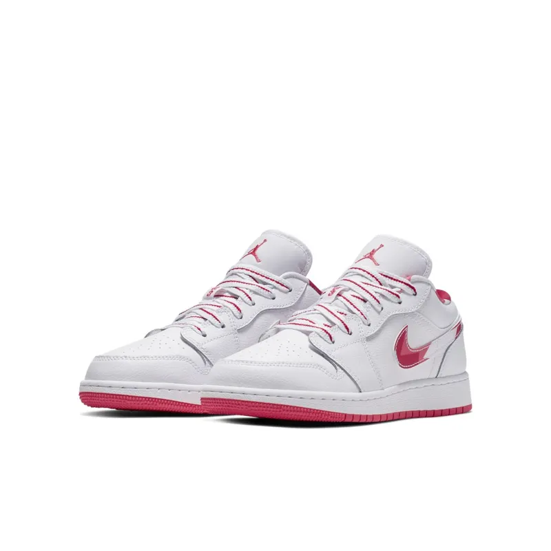 Jordan 1 Low Topaz Mist (GS) White/Ember Glow-Topaz Mist-University Red (554723-104)