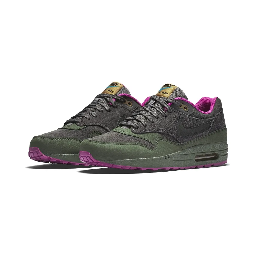 Nike Air Max 1 Pewter Carbon Dark Pewter/Black-Carbon Green-Fuchsia Flash (654466-008)