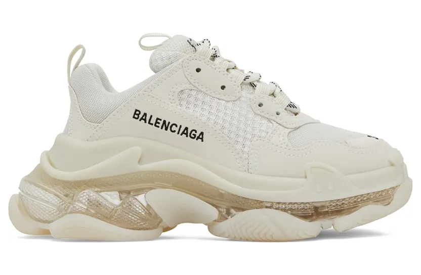 Balenciaga Tan Clear Sole Triple S Sneakers (544351 W2GA1)