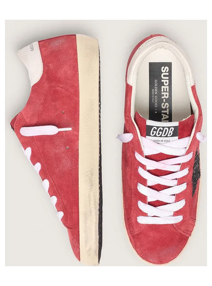 Golden Goose Women’S Super-Star In Red Suede With Glitter Star And White Heel Tab (GWF00101.F007203.40525) (3)