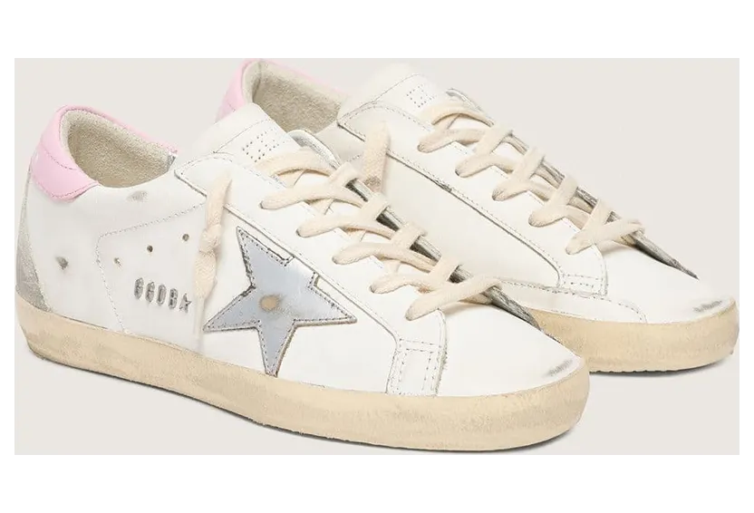 Golden Goose Super-Star With Silver Leather Star And Pink Heel Tab (GWF00102.F004662.11531) (2)