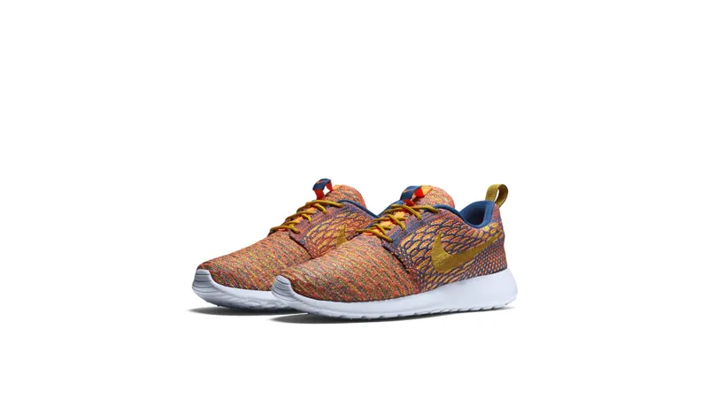 Nike Roshe One Flyknit Dark Citron Sunset Glow (W) Brigade Blue/Sunset Glow-Hyper Orange-Dark Citron (704927-402)