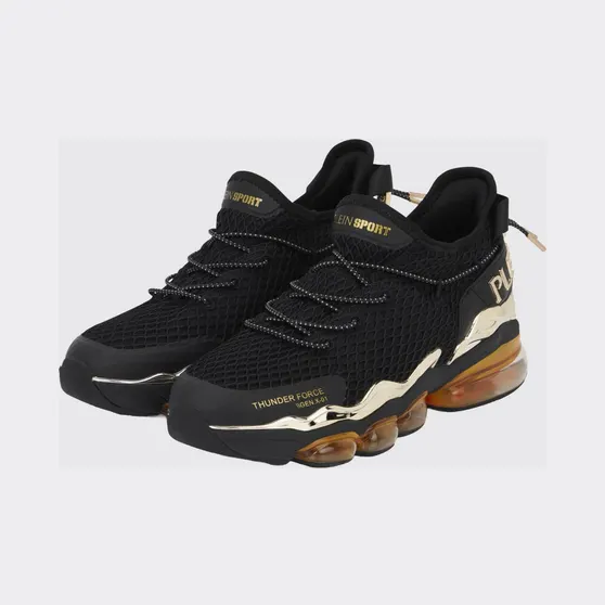 Plein Sport Two-Tone Mesh Low-Top Trainers with Cushioned Sole Black 1 (PADSUSC0576STE003N0286)
