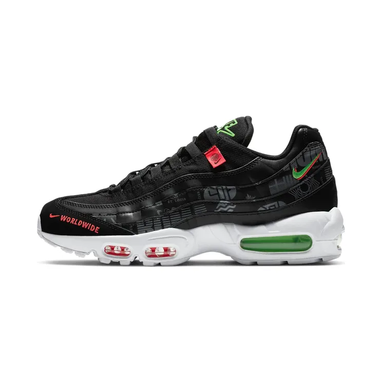 Nike Air Max 95 Worldwide Pack “Black / Green Strike / Flash Crimson / White” (CQ9743-001)