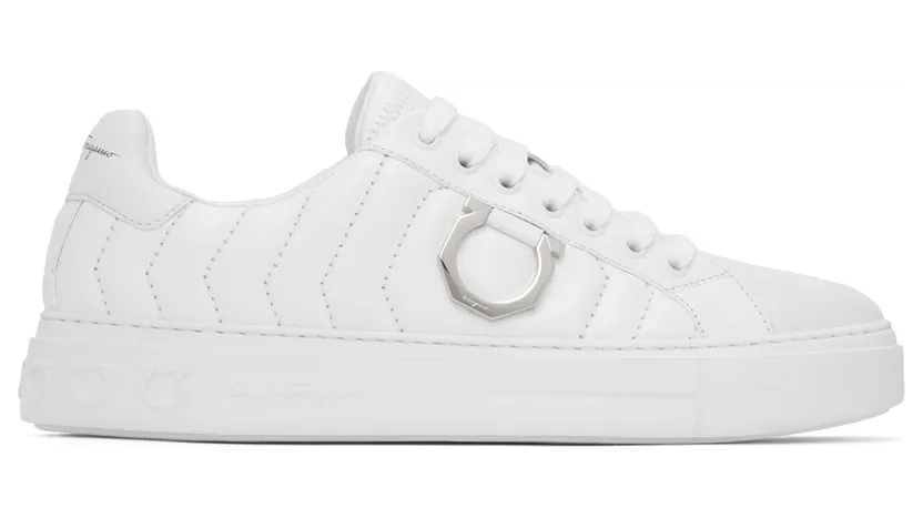Salvatore Ferragamo White Laky Sneakers (753818 020776001)