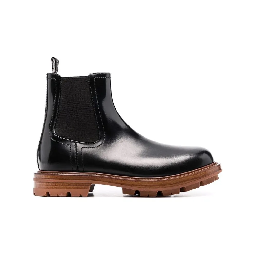 Alexander McQueen Leather Chelsea Boots Black Brown (683568WHZ8C1452)