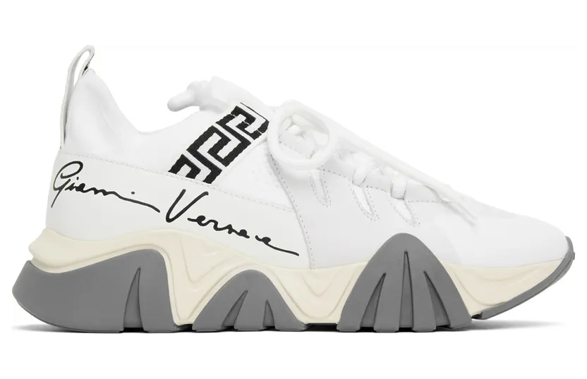 Versace White Knit Squalo Sneakers (DSU8007 DCL5G)