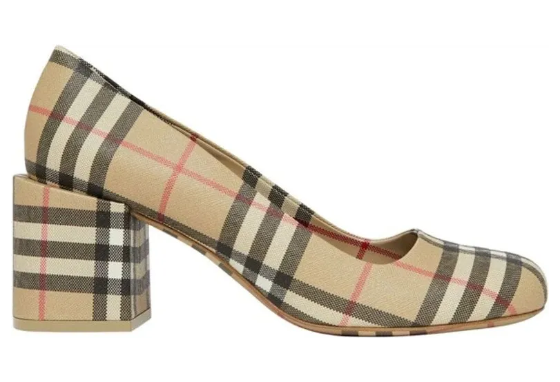 Burberry Joy Vintage Check Block Heel Pumps Beige (8045224)
