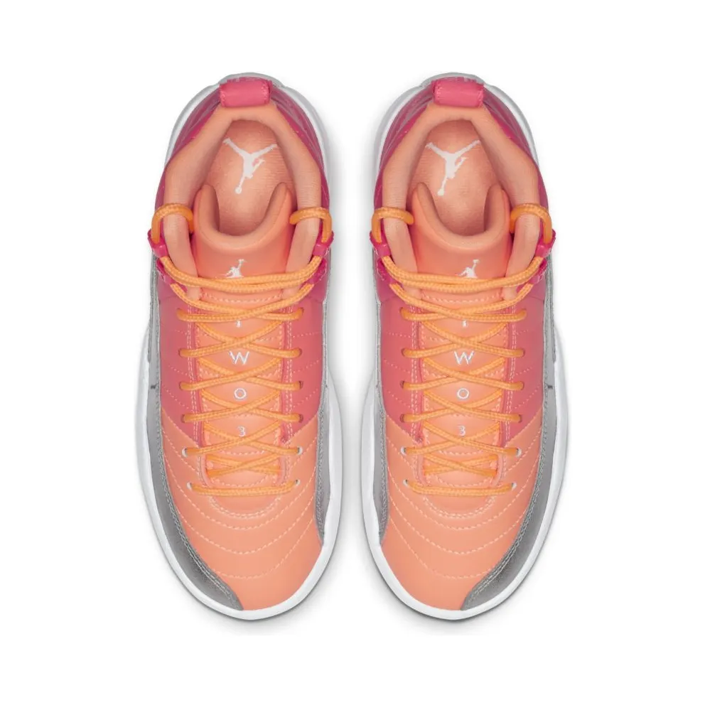 Jordan 12 Retro Sunrise (GS) Racer Pink/White-Hot Punch-Bright Mango-Sunset Pulse-Metallic Silver (510815-601)