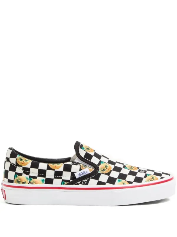Valentino Garavani x Vans Slip-On-Sneakers aus Stoff mit Le Chat de la Maison-Print und VLogo-Schachbrettmuster – White (WS0NY9CUM)