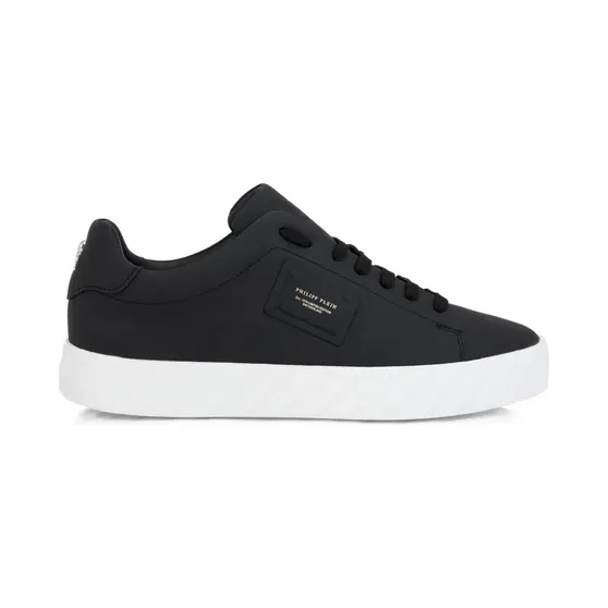 Philipp Plein Leren low-top met plakkaat “Black” (LAESUSC0965PLE005N)