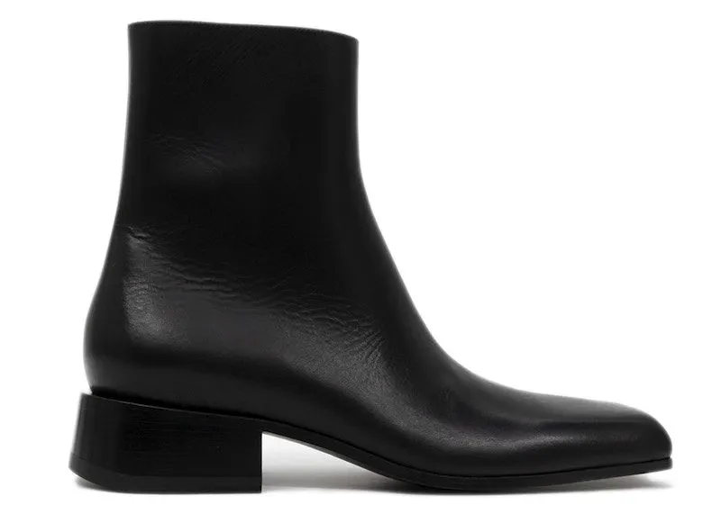 Balenciaga Square Toe Leather Ankle Boot Black (678108WBC301000)