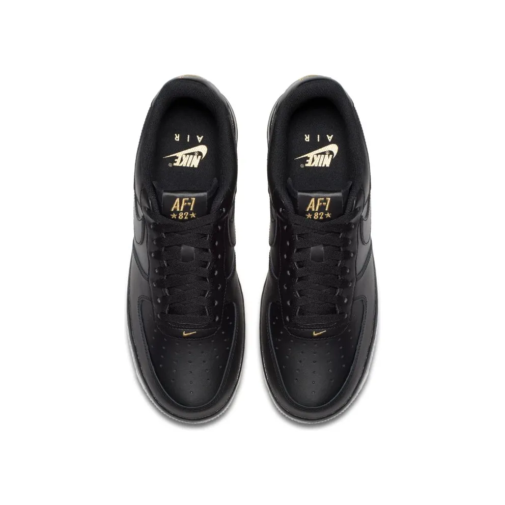 Nike Air Force 1 Low Crest Logo Black Black/Summit White-Metallic Gold (AA4083-014)