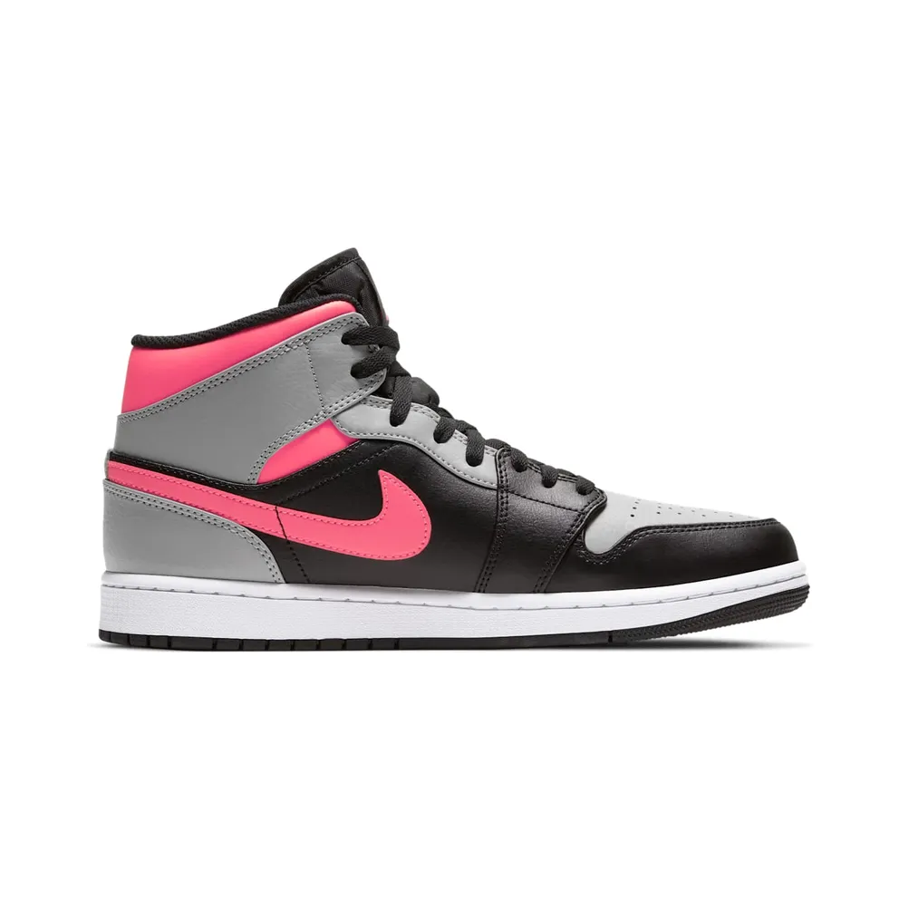 Jordan 1 Mid Pink Shadow Black/Hot Punch-Light Smoke Grey (554724-059)