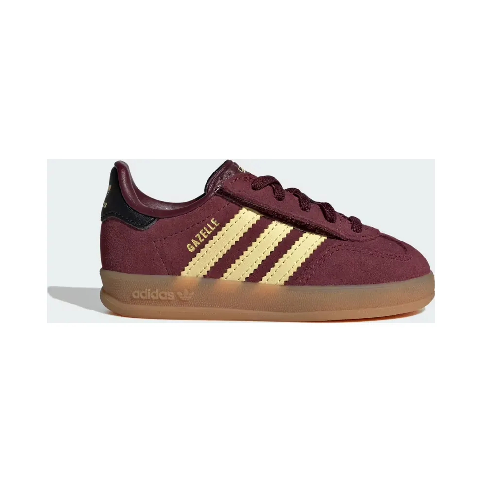 adidas Gazelle Indoor Comfort Closure Elastic Lace “Maroon / Almost Yellow / Gold Metallic” (KI7355)