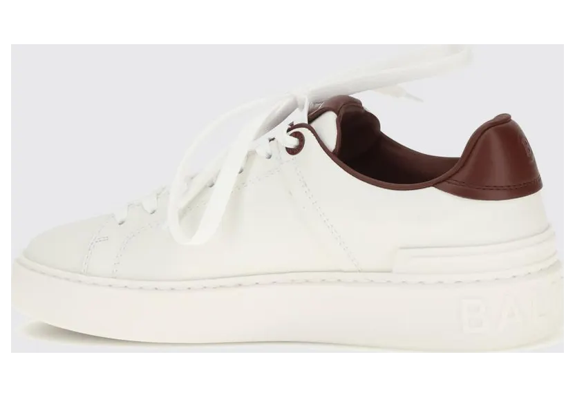 Balmain B-Court Smooth Leather Sneakers with Printed Logo White 1 (HN1VI690LVTRGYQ) (2)