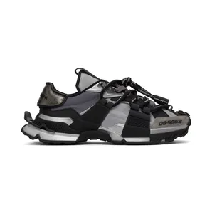Dolce & Gabbana Black & Silver Mixed-Materials Space Sneakers (CS1963 AQ393)