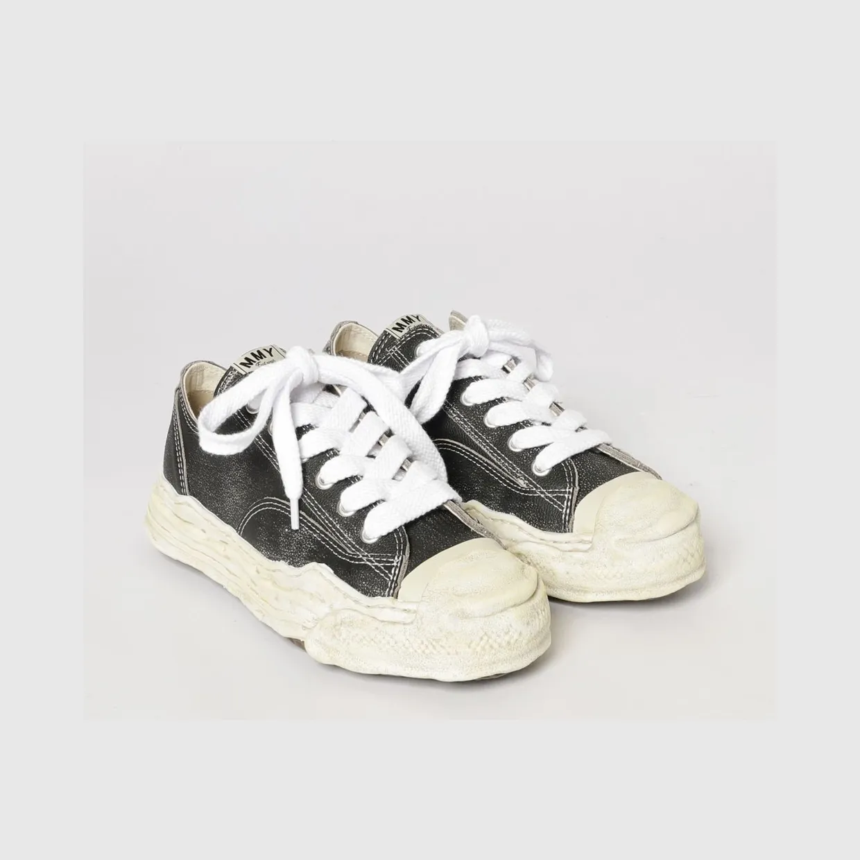 Maison Mihara Yasuhiro Hank OG Grained Leather Sneakers with Distressed Effect Black (A16FW734BLACK)