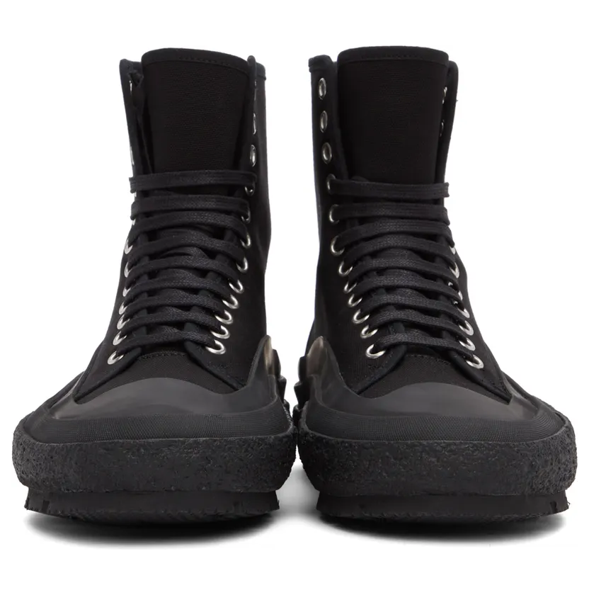 Jil Sander Black Canvas Chunky Sneakers (JI37522A_15605) (2)