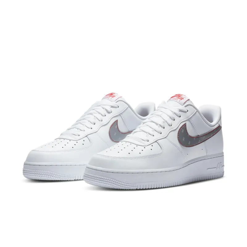 Nike Air Force 1 Low 3M Swoosh White White/Metallic Silver-Total Orange-White (CT2296-100)