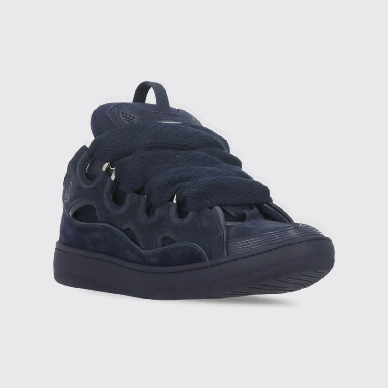 Lanvin Curb Suede And Mesh Sneakers Blue (FUSKDK12DRAGP2529) (2)