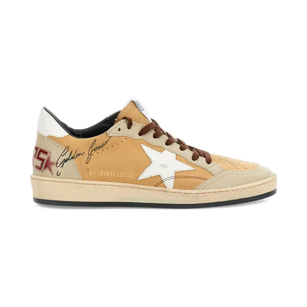 Golden Goose Ball Star leren – Beige (GMF00117F008129)