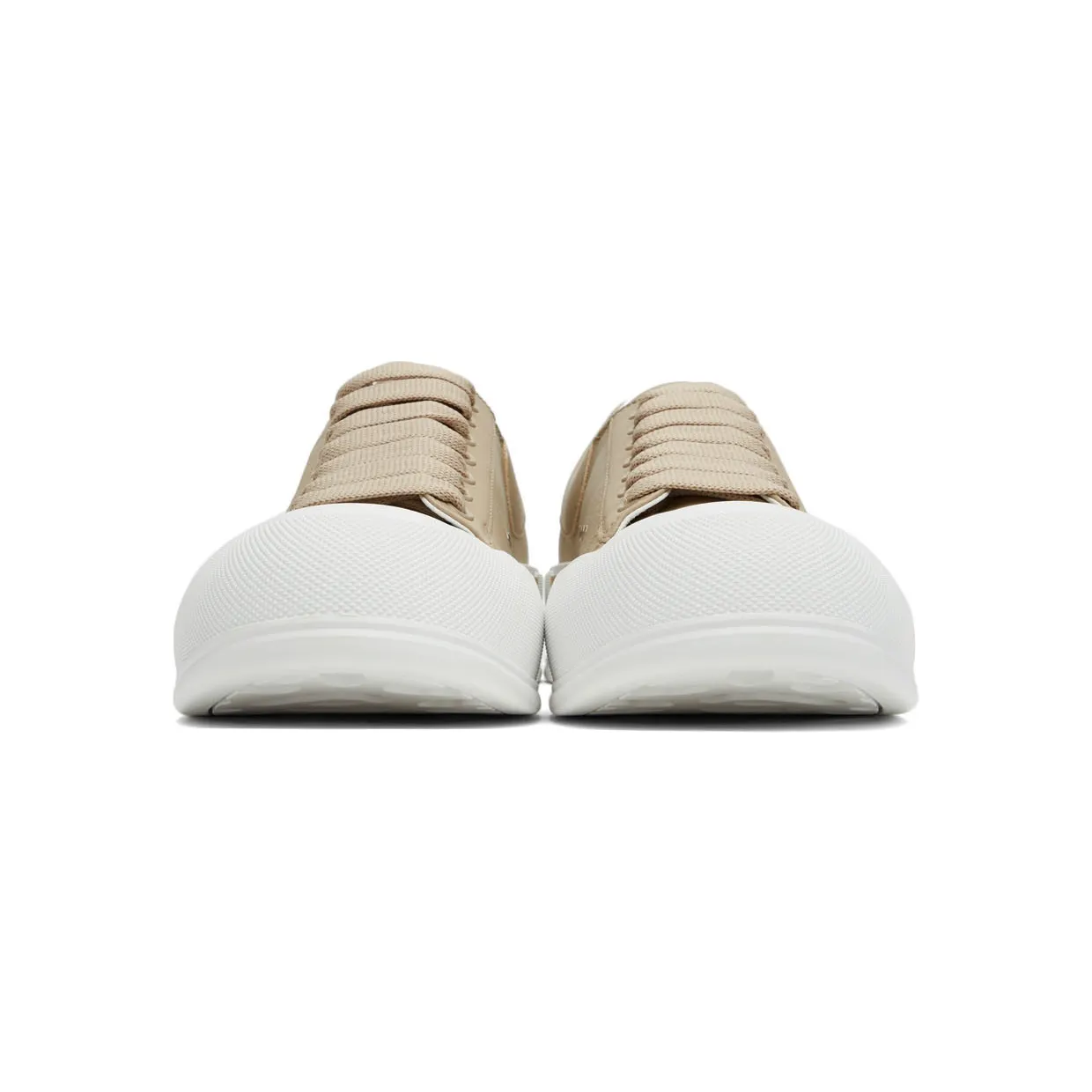 Alexander McQueen Beige Leather Colored Stripe Sneakers (667817WIB63) (2)