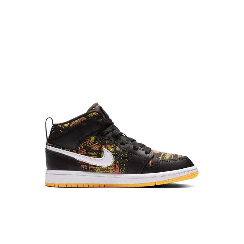 Jordan  1 Mid Black Laser Orange Bright Melon (PS) Black/Laser Orange-Bright Melon-White (640737-003)