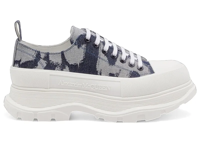 Alexander McQueen Tread Slick Low Lace-Up Graffiti Print Indigo White (794526 W4Y91 4796)