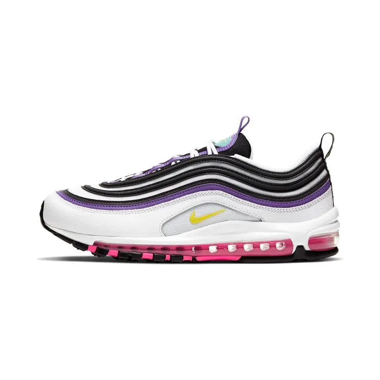Nike Air Max 97 “White / Bright Violet / Aurora Green / Dynamic Yellow” (921826-106)