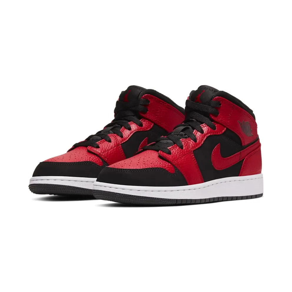 Air Jordan Nike AJ I 1 Mid ‘Bred’ (GS) (2019) (554725-054)
