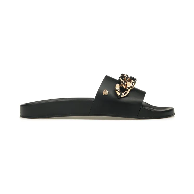 Versace Medusa Chain Slide Black Leather (DSU8463-DV46G-KVO41)